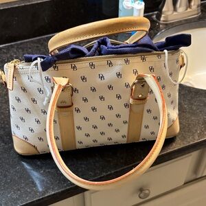 Dooney & Bourke Black, White and Tan Satchel